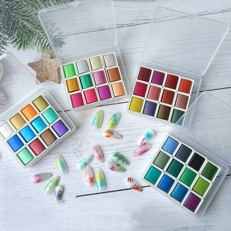 Metallic Pearlescent Solid Watercolor Paint Set for Ronghua Chanhua, Art & Crafts(Combo Pack Set of 4)