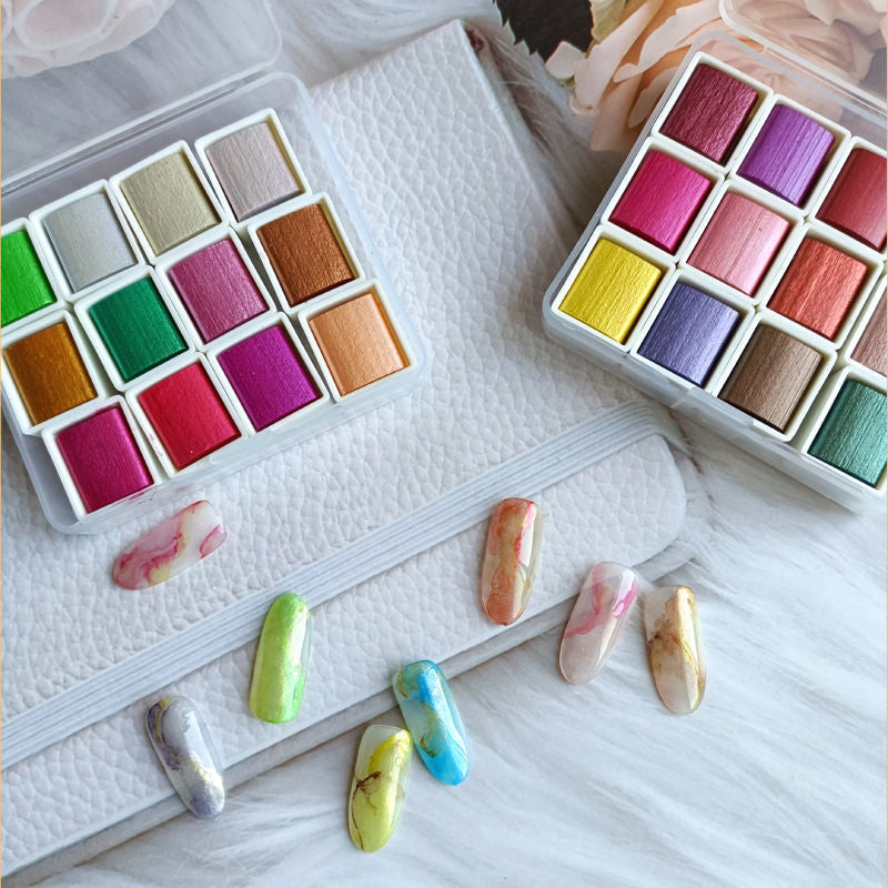 Metallic Pearlescent Solid Watercolor Paint Set for Ronghua Chanhua, Art & Crafts(Combo Pack Set of 4)