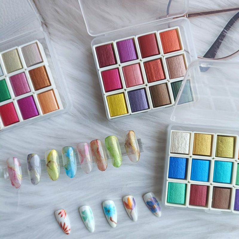 Metallic Pearlescent Solid Watercolor Paint Set for Ronghua Chanhua, Art & Crafts(Combo Pack Set of 4)