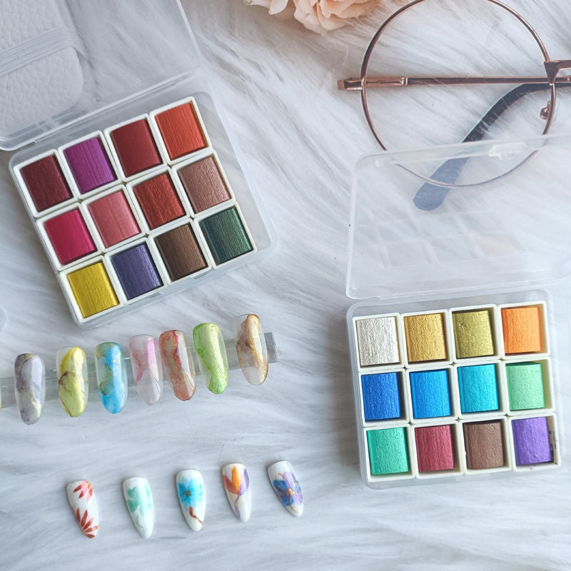 Metallic Pearlescent Solid Watercolor Paint Set for Ronghua Chanhua, Art & Crafts(Combo Pack Set of 4)