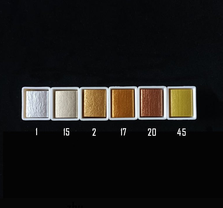 Metallic Pearlescent Solid Watercolor Paint Set for Ronghua Chanhua, Art & Crafts(Combo Pack Set of 6)