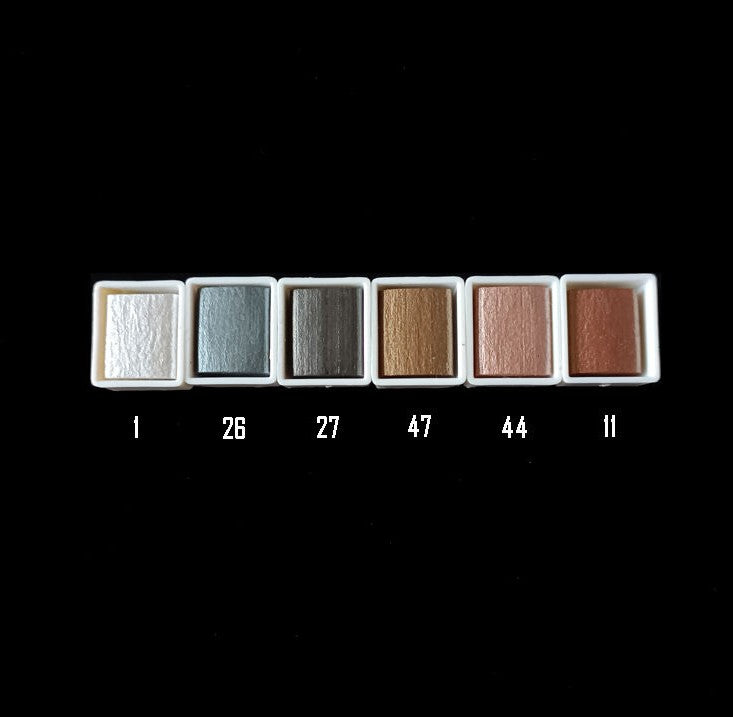 Metallic Pearlescent Solid Watercolor Paint Set for Ronghua Chanhua, Art & Crafts(Combo Pack Set of 6)