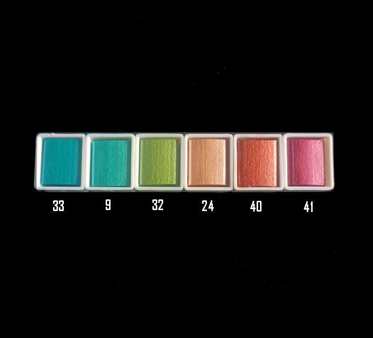 Metallic Pearlescent Solid Watercolor Paint Set for Ronghua Chanhua, Art & Crafts(Combo Pack Set of 6)