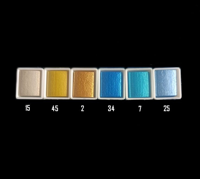Metallic Pearlescent Solid Watercolor Paint Set for Ronghua Chanhua, Art & Crafts(Combo Pack Set of 6)