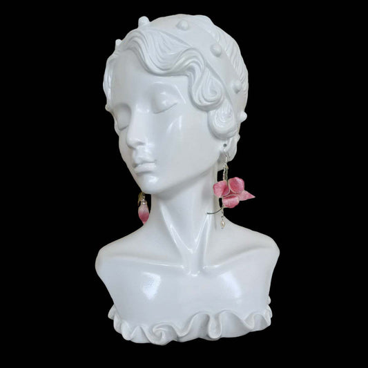 AB Bespoke Earrings - Pink Silk Earrings(Ronghua)