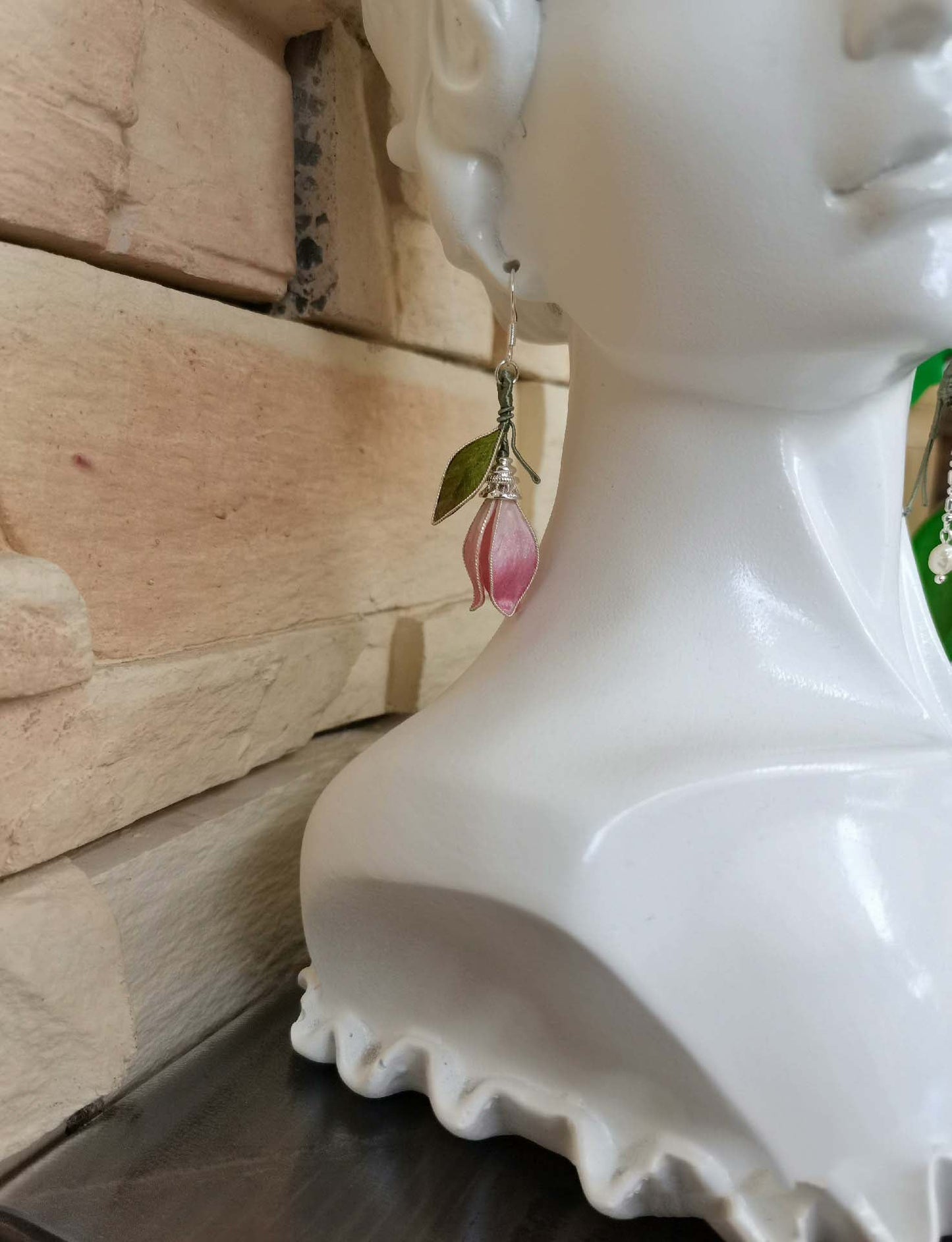 AB Bespoke Earrings - Pink Silk Earrings(Ronghua)