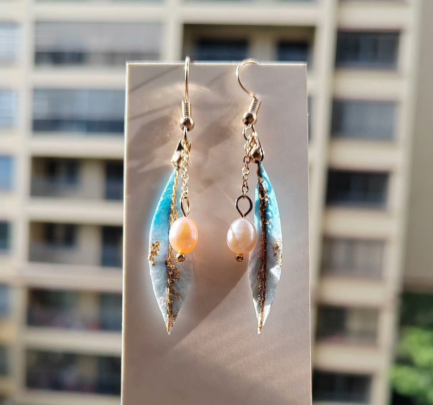 Slender Leaves Handmade Earrings - Silk Earrings(Ronghua)