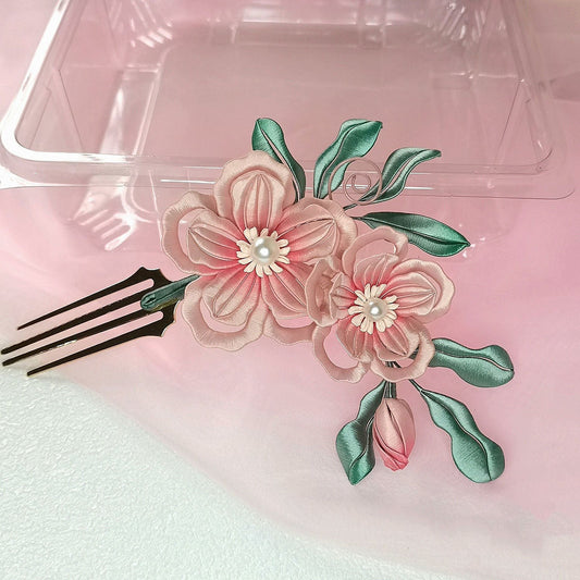 Peach Blossom Bespoke Hairpin - Silk Hairpin(Chanhua)