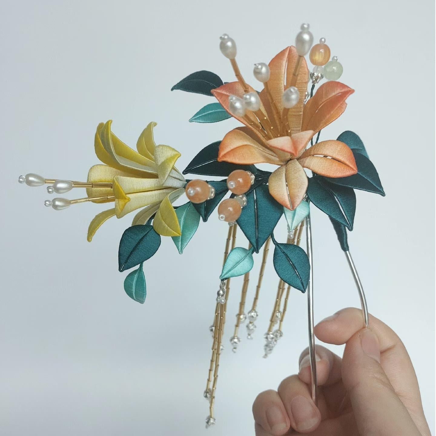 Two Colors Flower Bespoke Hairpin - Silk Hairpin(Chanhua)
