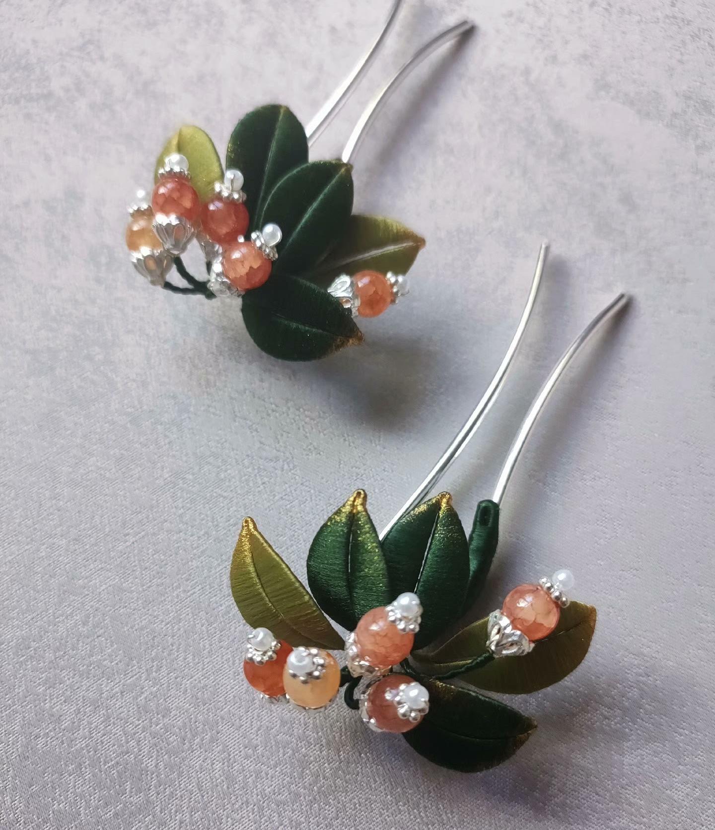 Red Fruit Handmade Hairpin - Silk Hairpin(Chanhua)