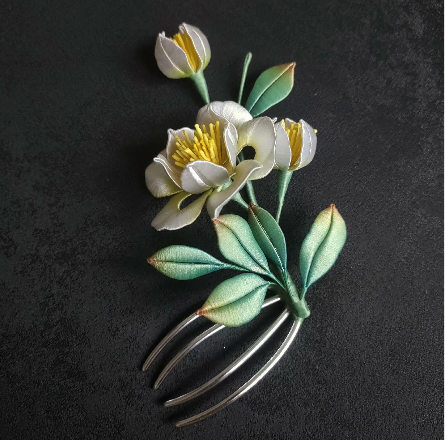 Camellia Bespoke Hairpin - Silk Hairpin(Chanhua)