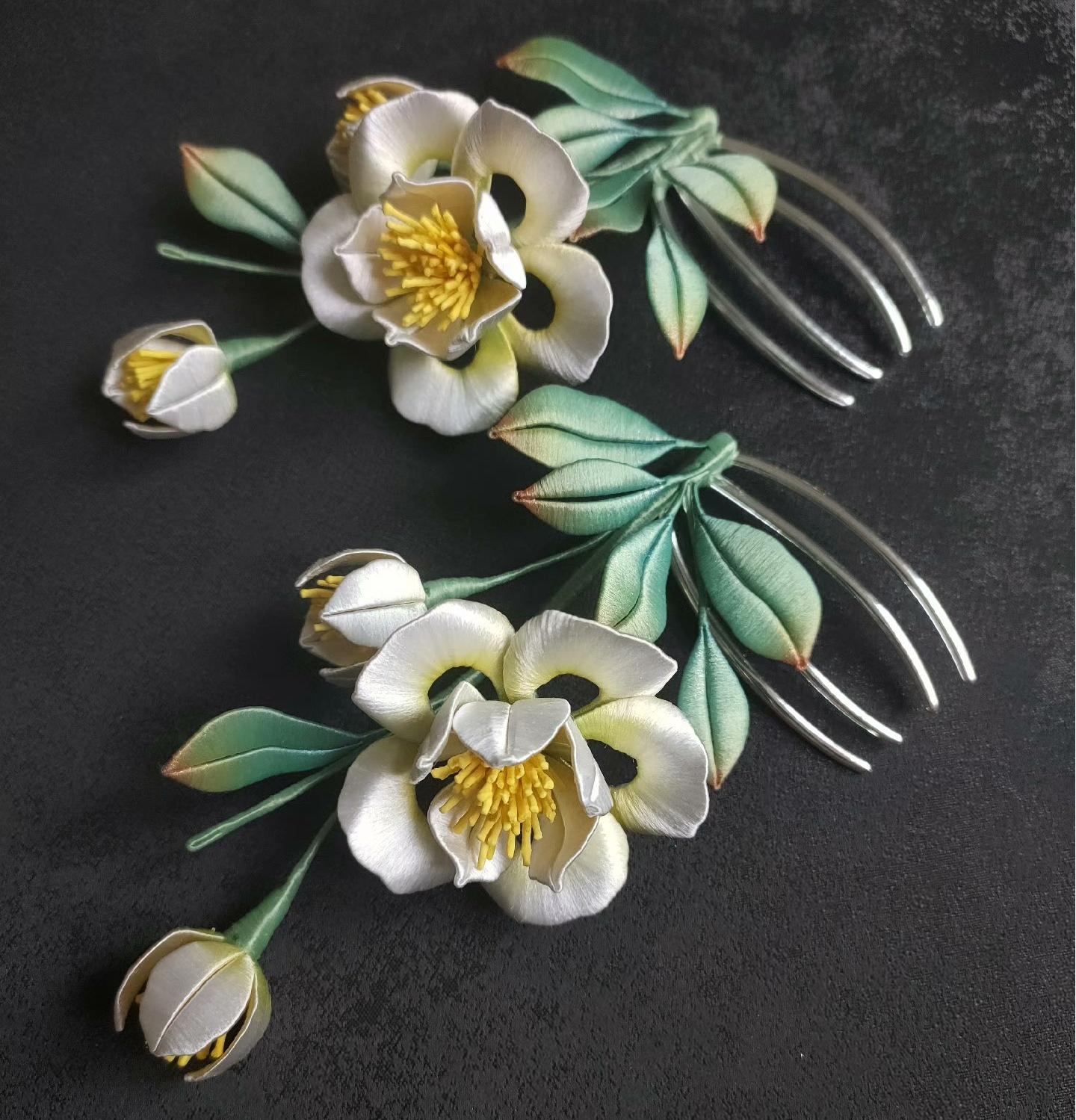 Camellia Bespoke Hairpin - Silk Hairpin(Chanhua)
