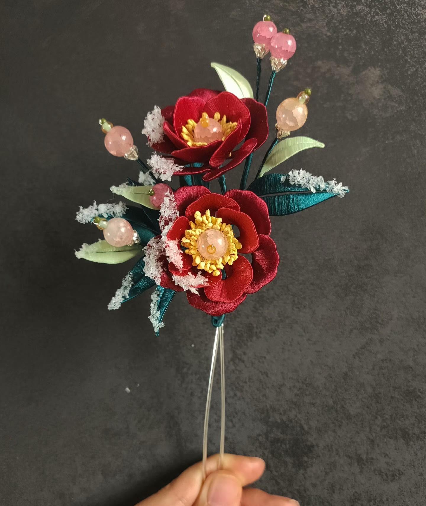 Camellia Bespoke Hairpin - Silk Hairpin(Chanhua)