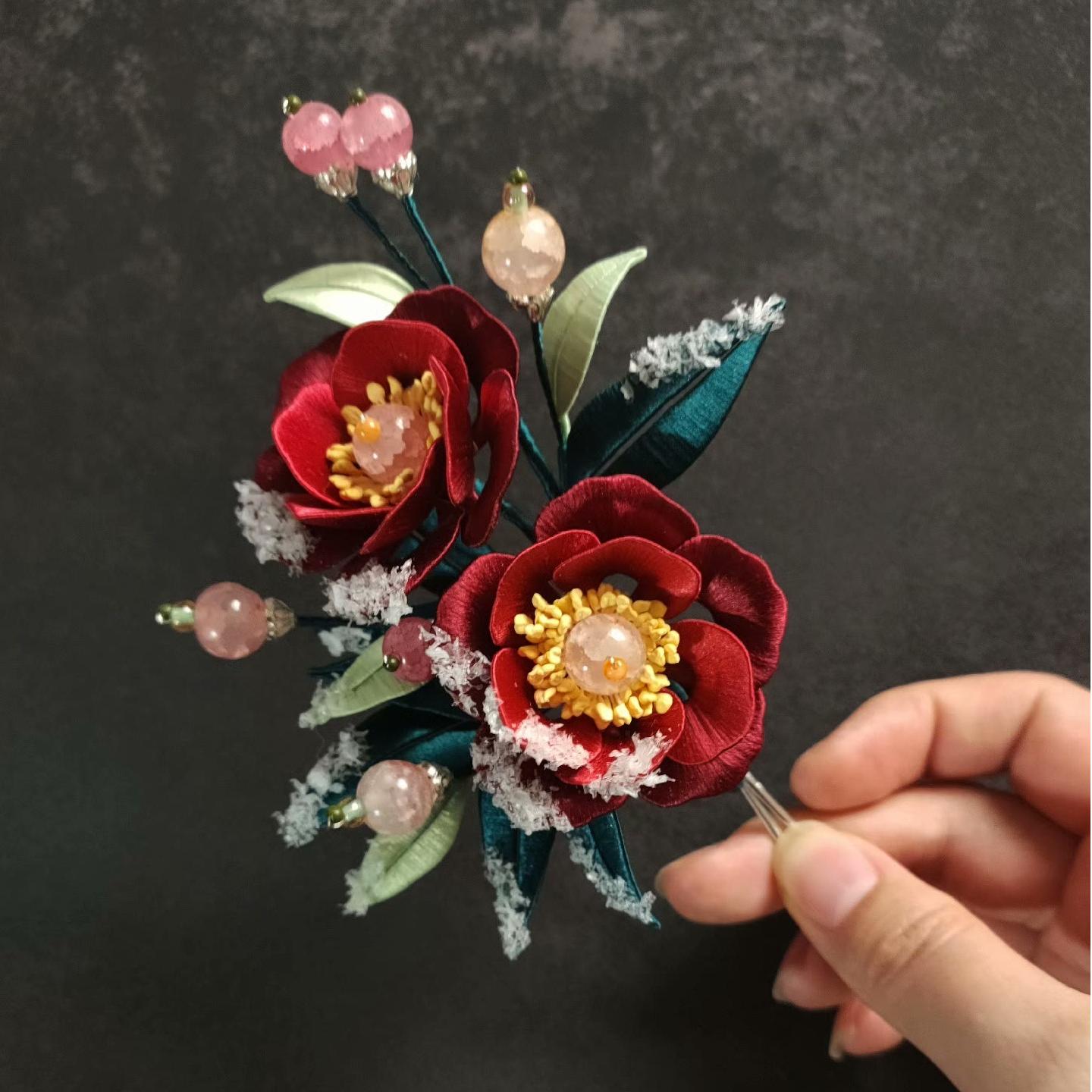 Camellia Bespoke Hairpin - Silk Hairpin(Chanhua)