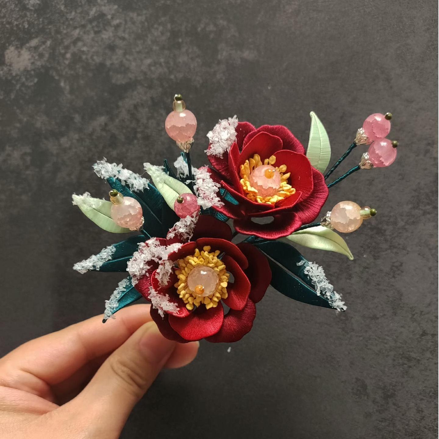 Camellia Bespoke Hairpin - Silk Hairpin(Chanhua)