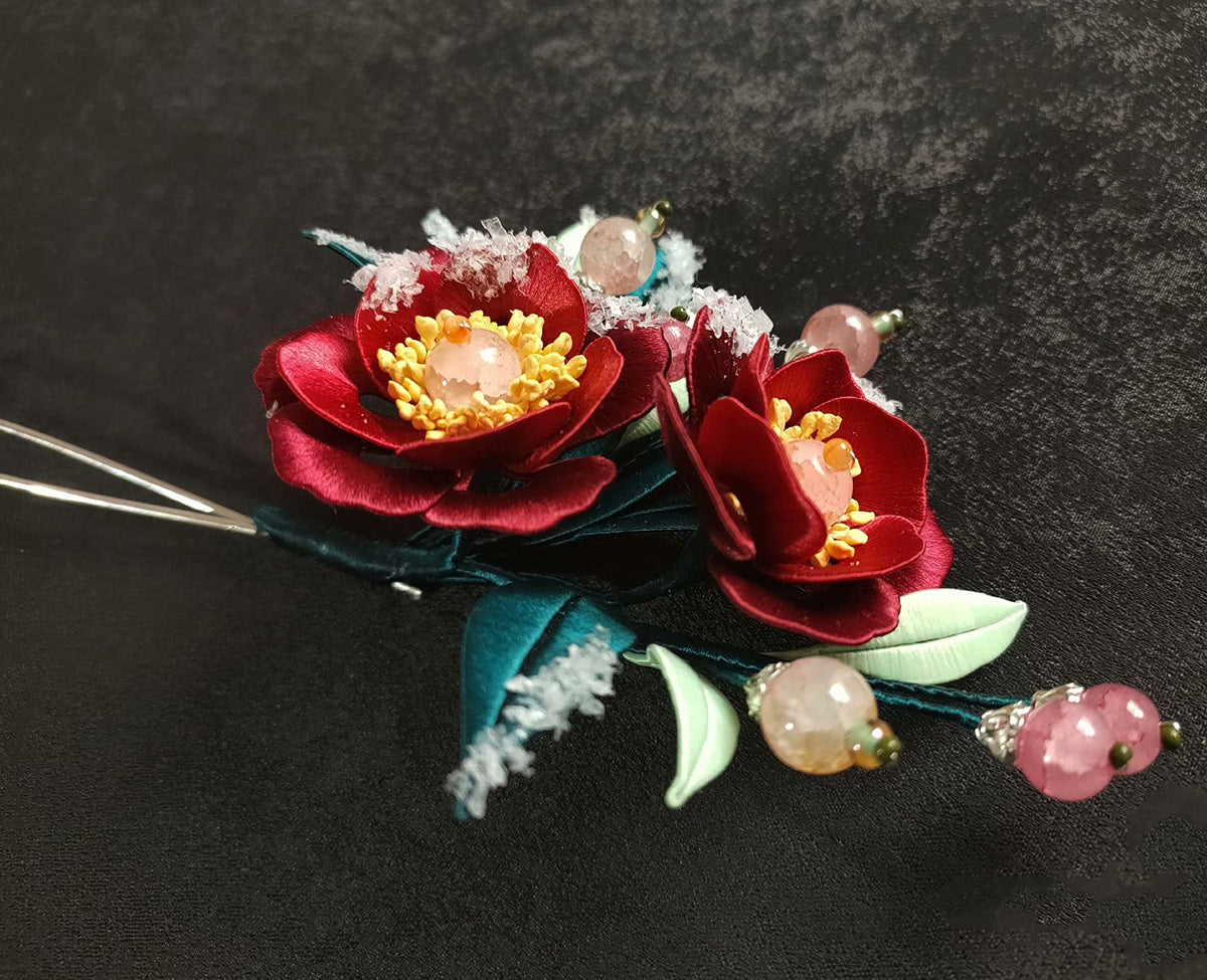 Camellia Bespoke Hairpin - Silk Hairpin(Chanhua)