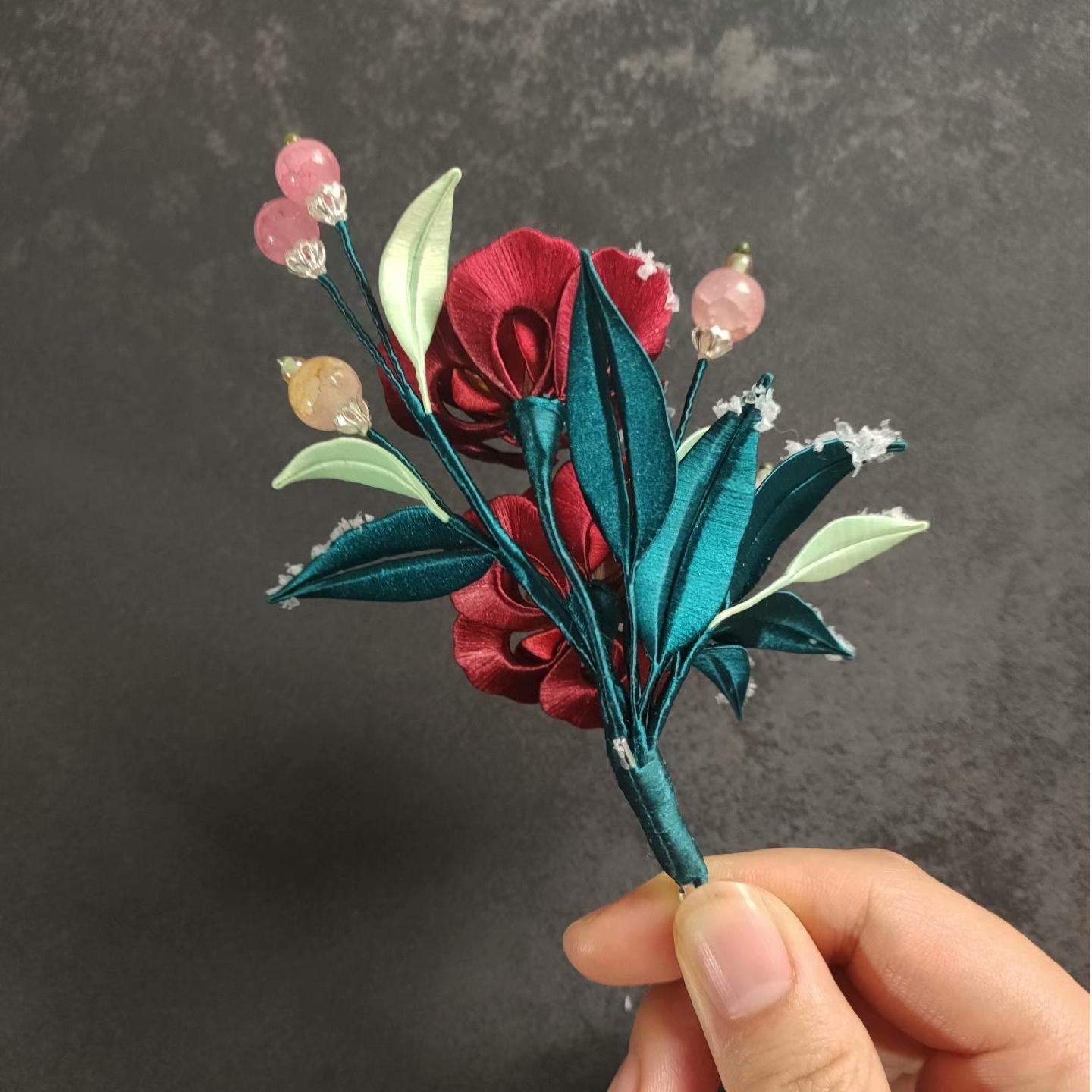 Camellia Bespoke Hairpin - Silk Hairpin(Chanhua)
