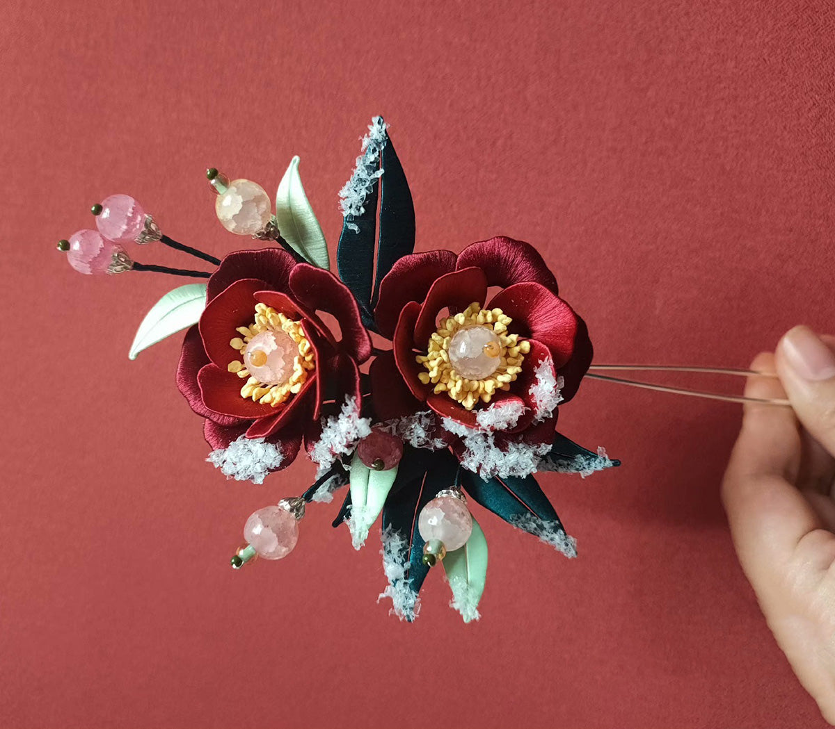 Camellia Bespoke Hairpin - Silk Hairpin(Chanhua)