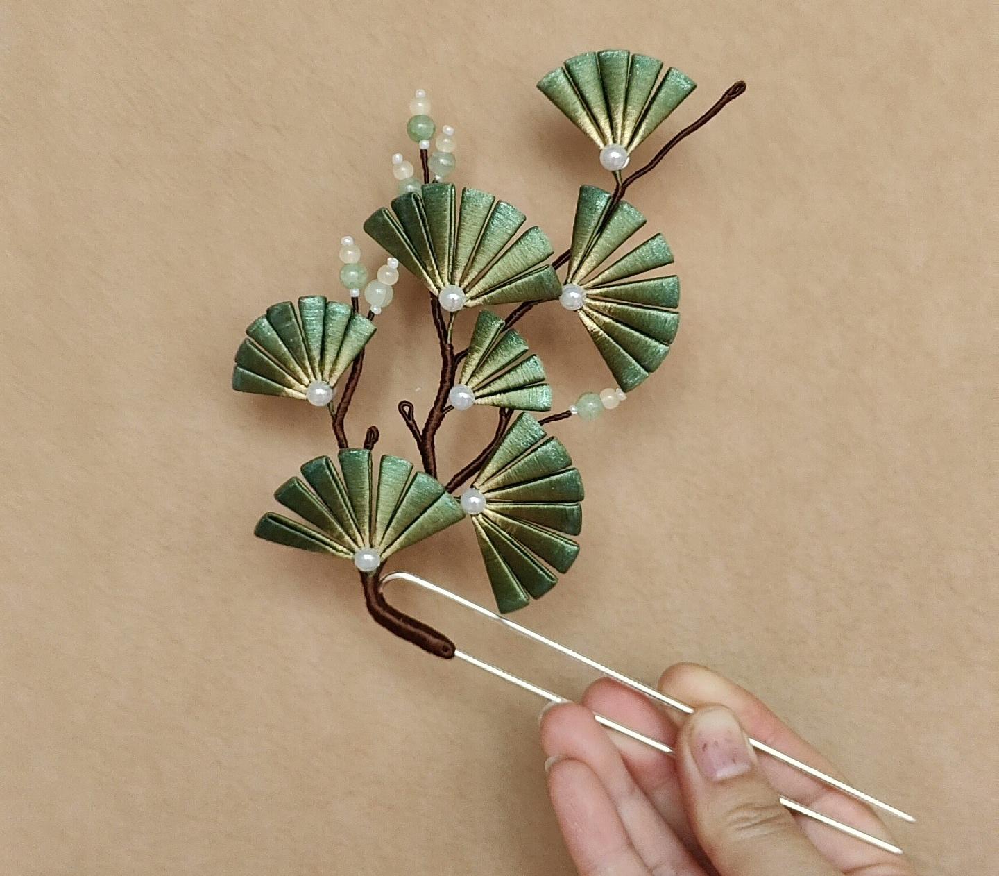 Pine Branch Bespoke Hairpin - Silk Hairpin(Chanhua)
