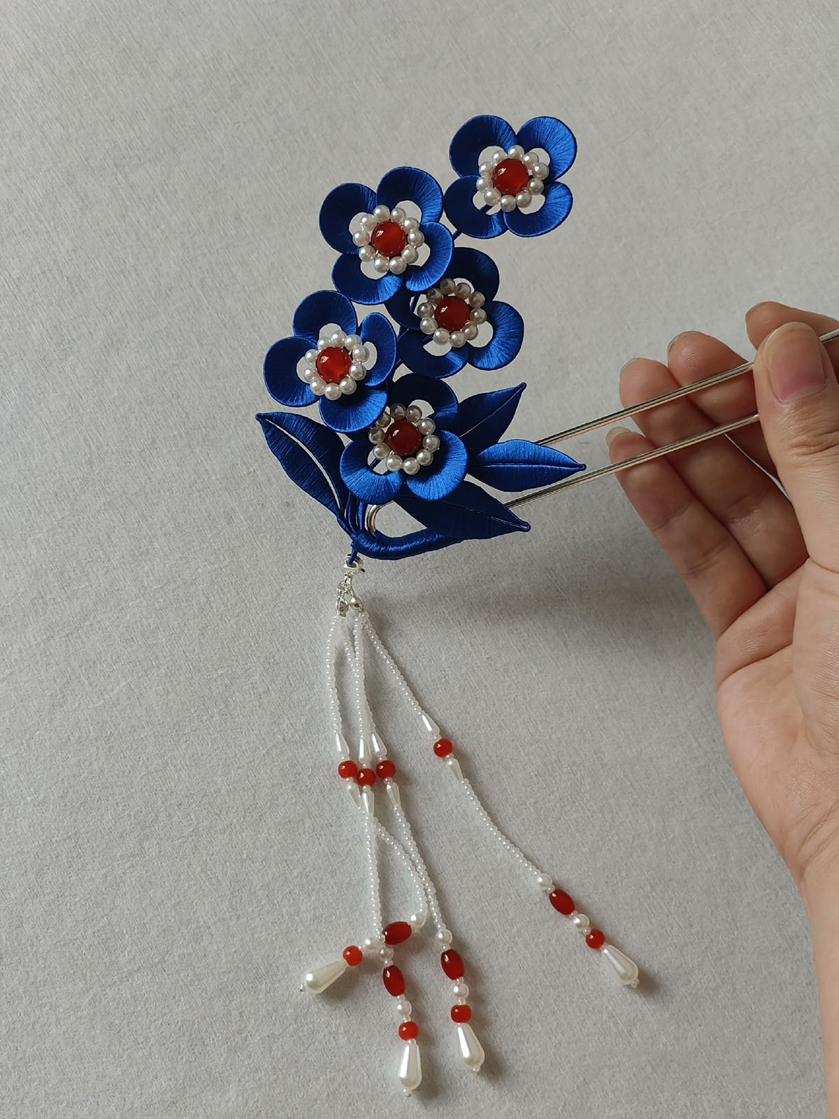 Blue Flower Bespoke Hairpin - Silk Hairpin(Chanhua)