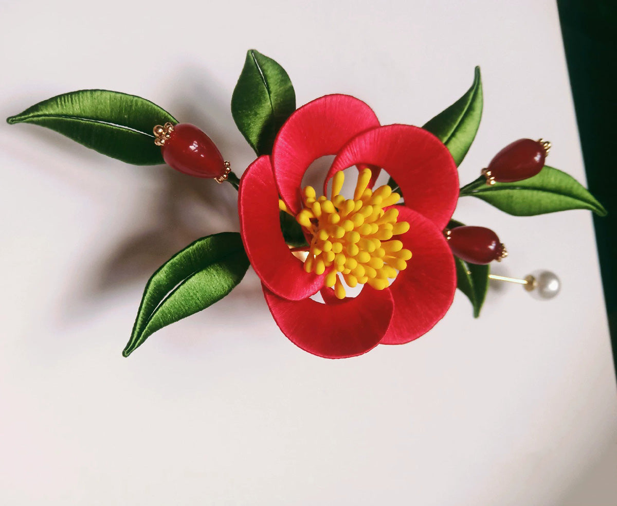 Camellia Handmade Brooch - Silk Brooch(Chanhua)