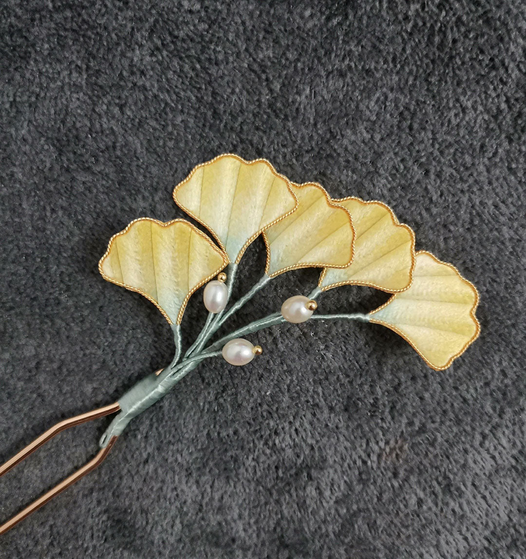 Ginkgo Leaf Bespoke Hairpin - Silk Hairpin(Ronghua)