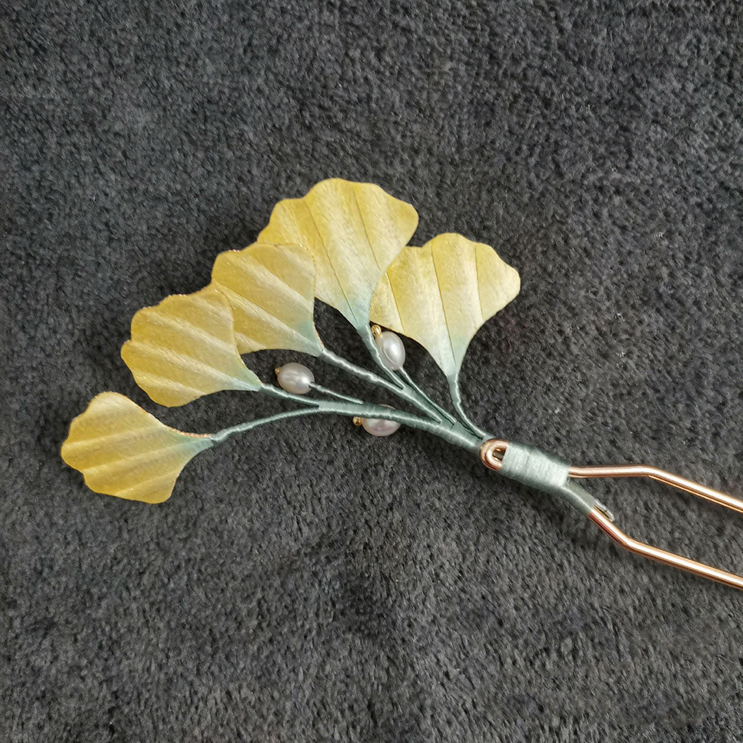 Ginkgo Leaf Bespoke Hairpin - Silk Hairpin(Ronghua)