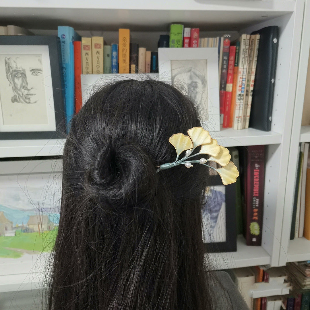 Ginkgo Leaf Bespoke Hairpin - Silk Hairpin(Ronghua)