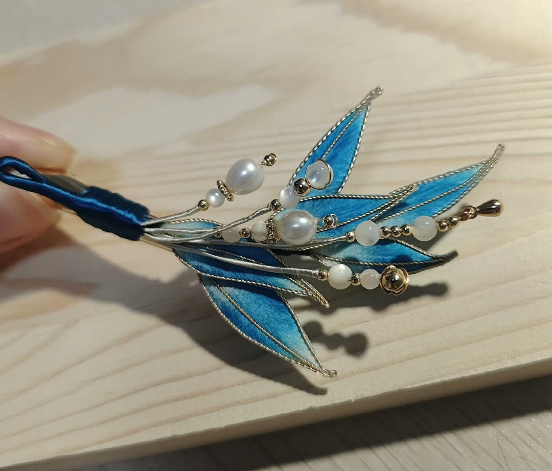 Bamboo Leaves Bespoke Brooch - Silk Brooch(Ronghua)