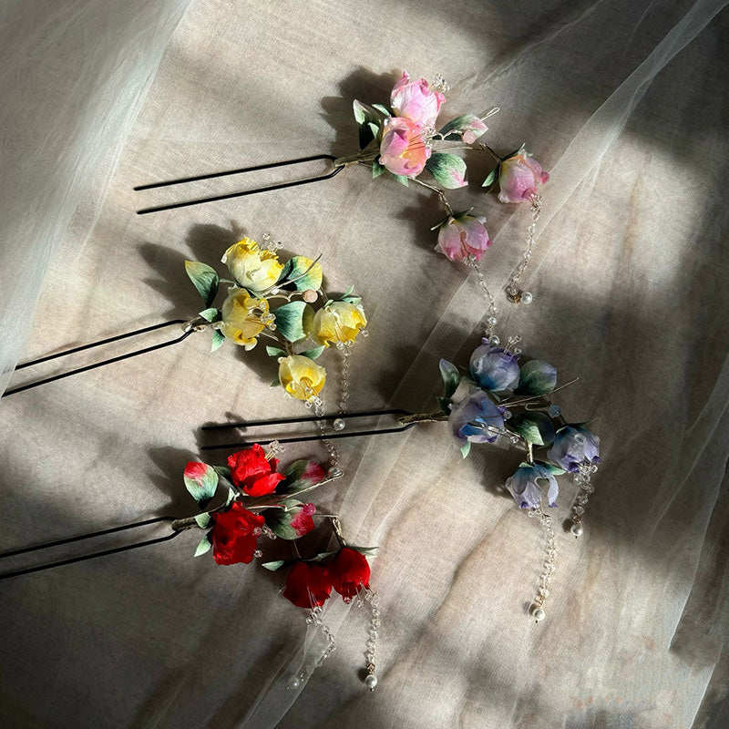 Begonia Flower Bespoke Hairpin - Silk Hairpin(Ronghua)