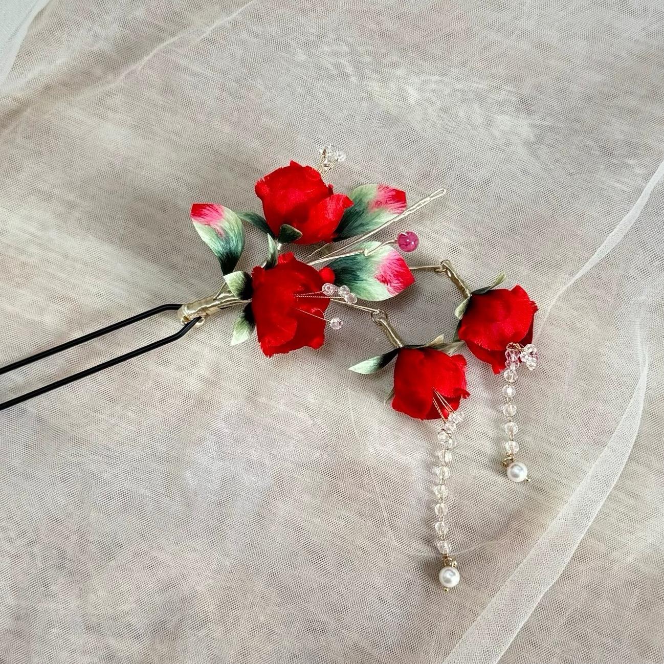 Begonia Flower Bespoke Hairpin - Silk Hairpin(Ronghua)