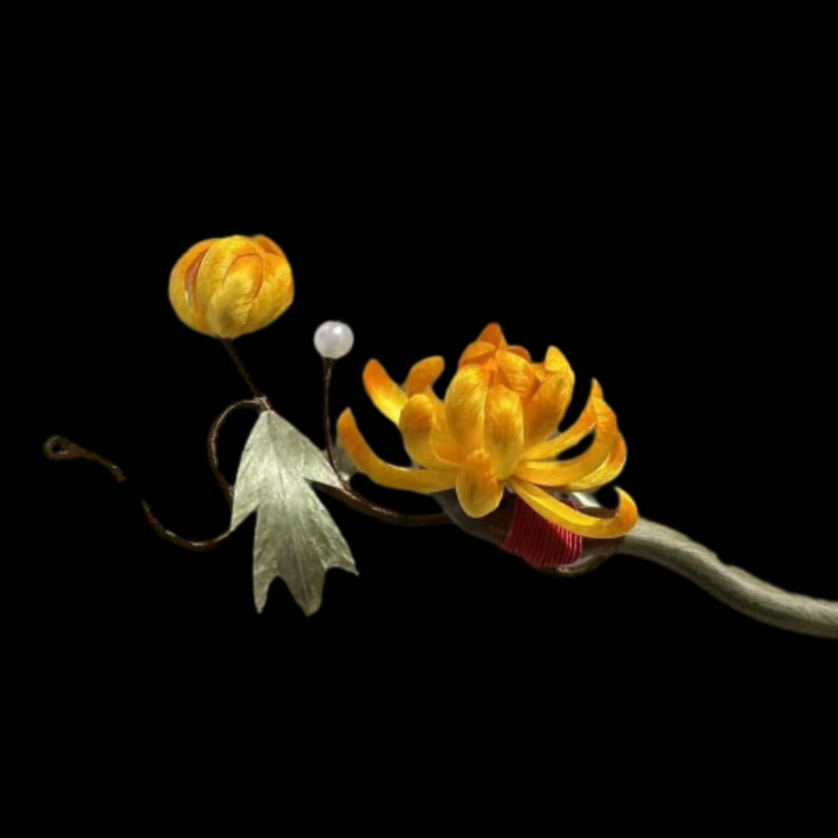 Chrysanthemum Bespoke Hairpin - Silk Hairpin(Ronghua)