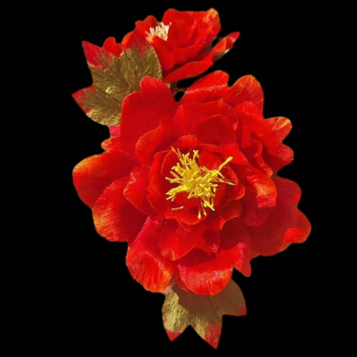 Red Peony Bespoke Hairpin - Silk Hairpin(Ronghua)