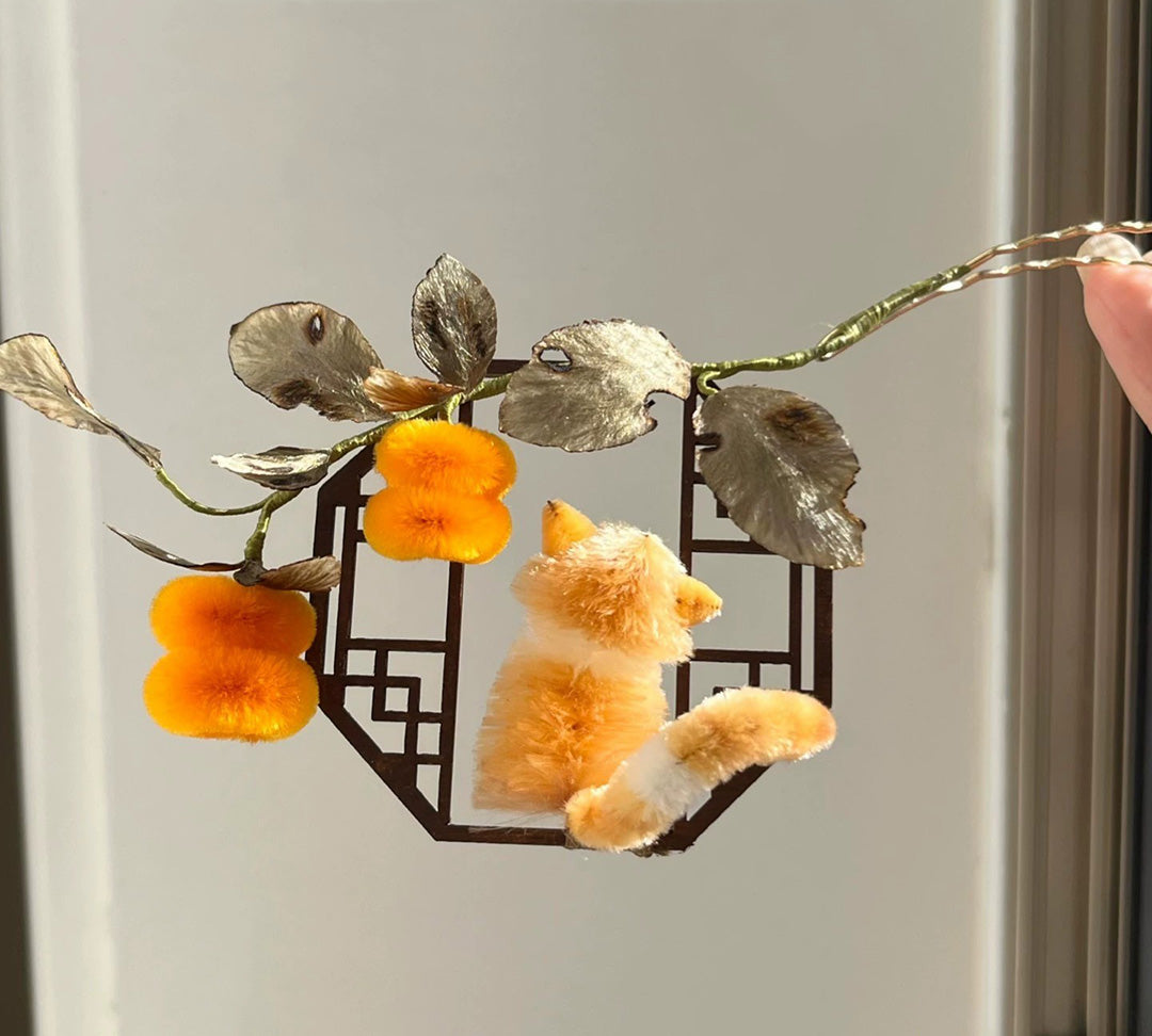 Autumn Cat Bespoke Hairpin - Silk Hairpin(Chanhua)