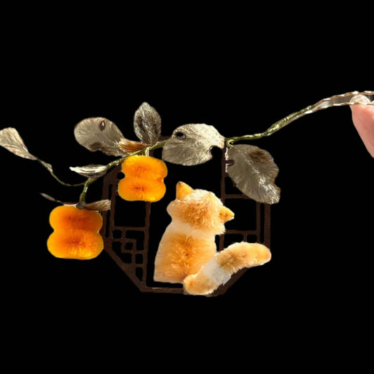 Autumn Cat Bespoke Hairpin - Silk Hairpin(Chanhua)