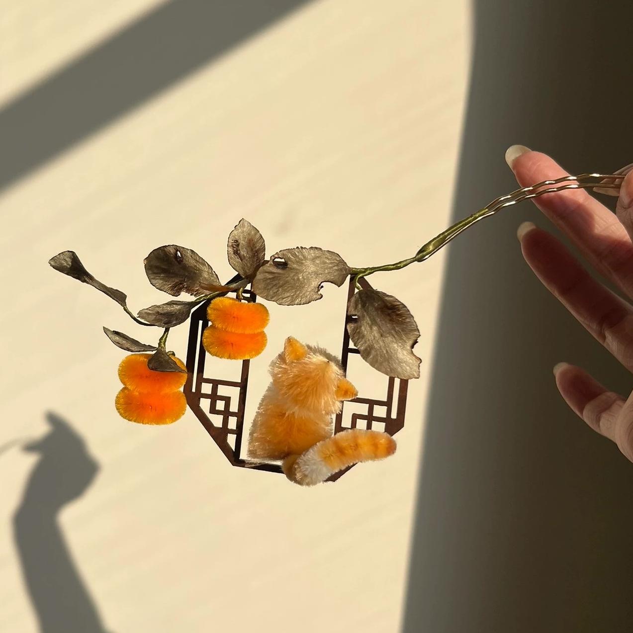 Autumn Cat Bespoke Hairpin - Silk Hairpin(Chanhua)