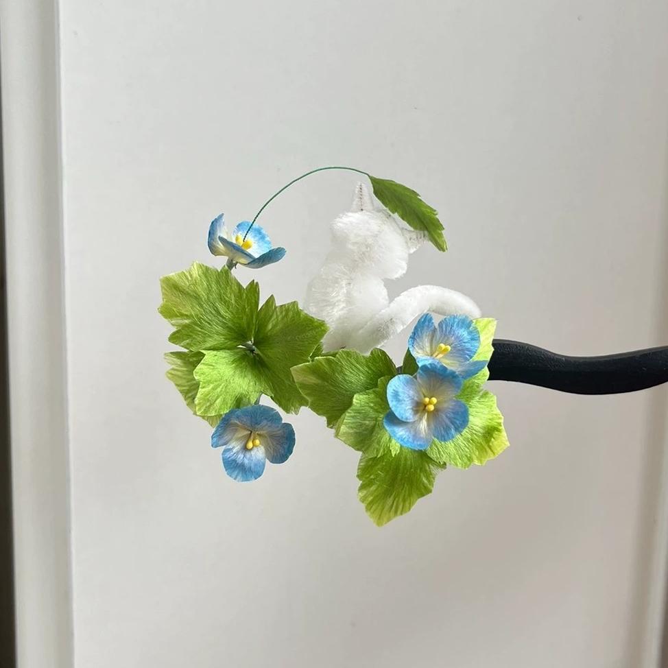 White Cat Bespoke Hairpin - Silk Hairpin(Chanhua)