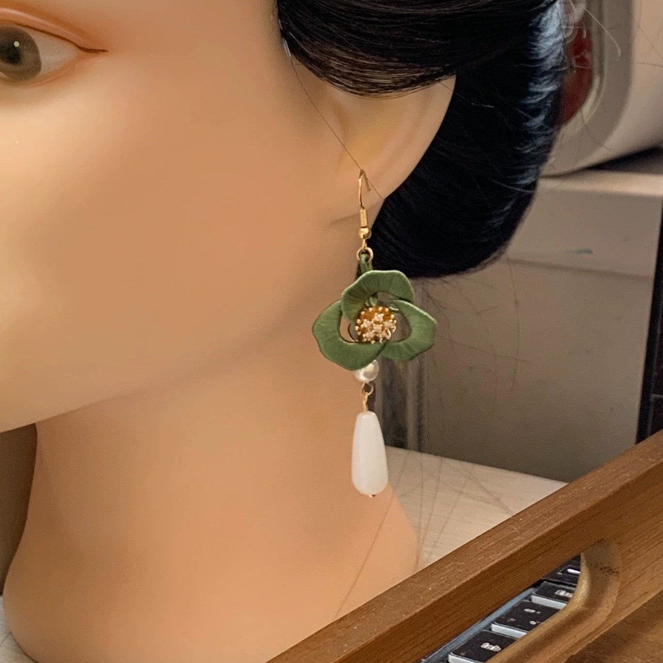 Handmade Chanhua Flower Drop Earrings - S925 Silver Hooks