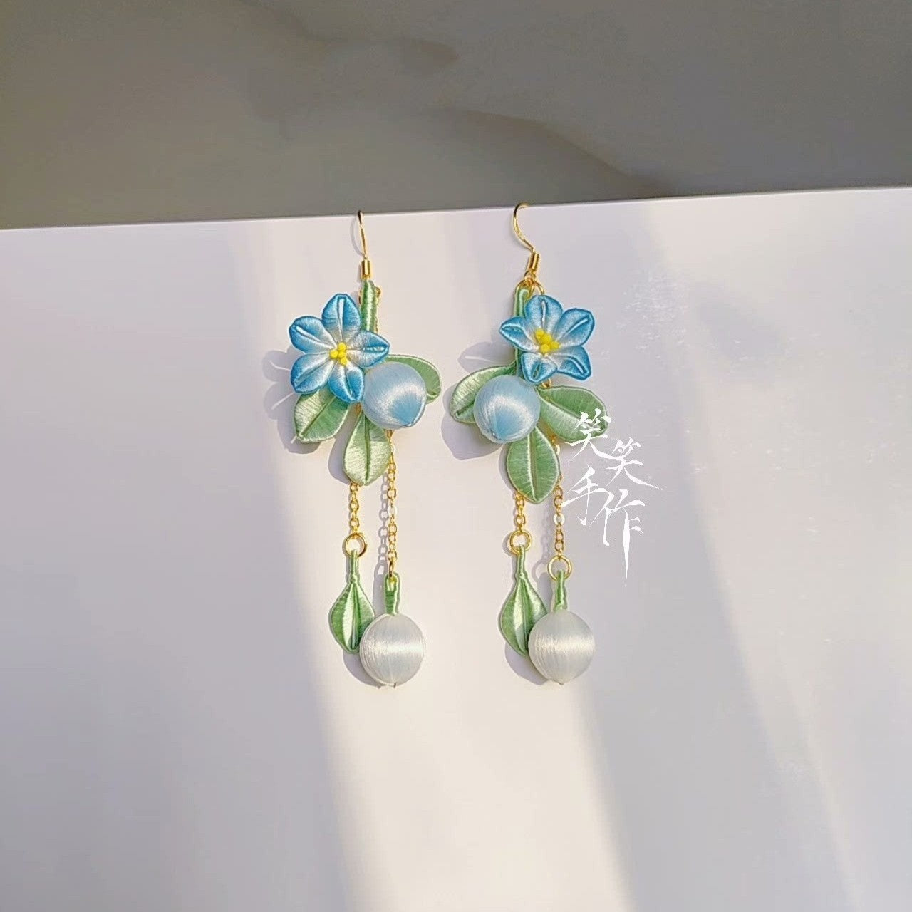 Handmade Chanhua Flower Earrings - 925 Silver Hooks