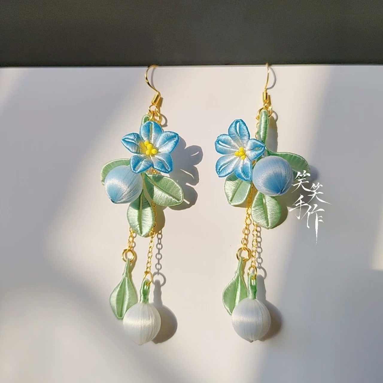 Handmade Chanhua Flower Earrings - 925 Silver Hooks