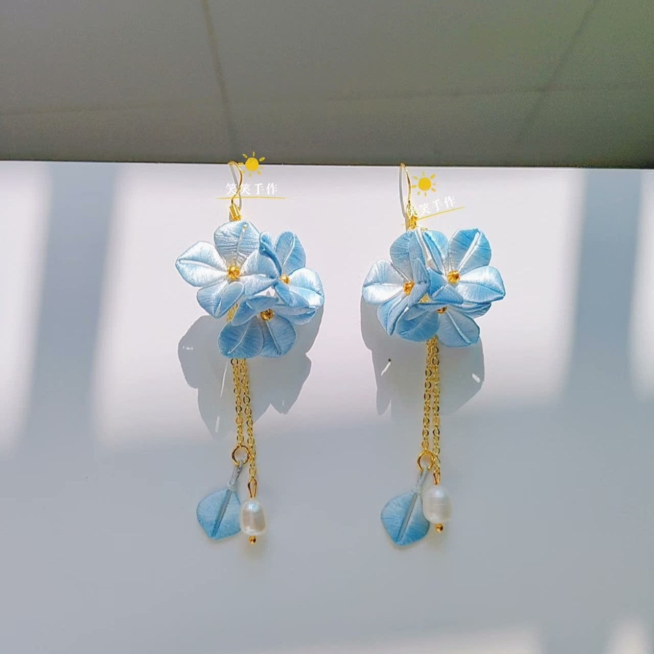 Handcrafted Chanhua Floral Dangle Earrings - 925 Silver & Natural Freshwater Pearl