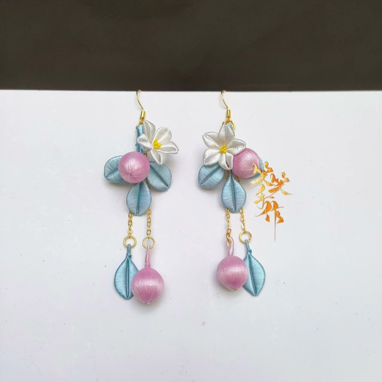 Handcrafted Chanhua Floral  Drop Earrings - 925 Silver Hooks