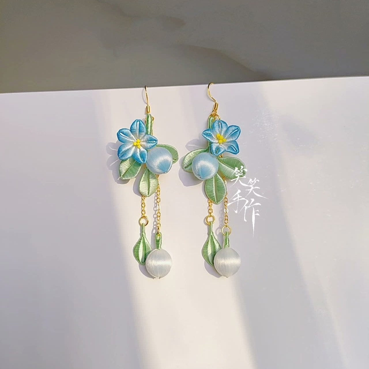 Handcrafted Chanhua Floral  Drop Earrings - 925 Silver Hooks