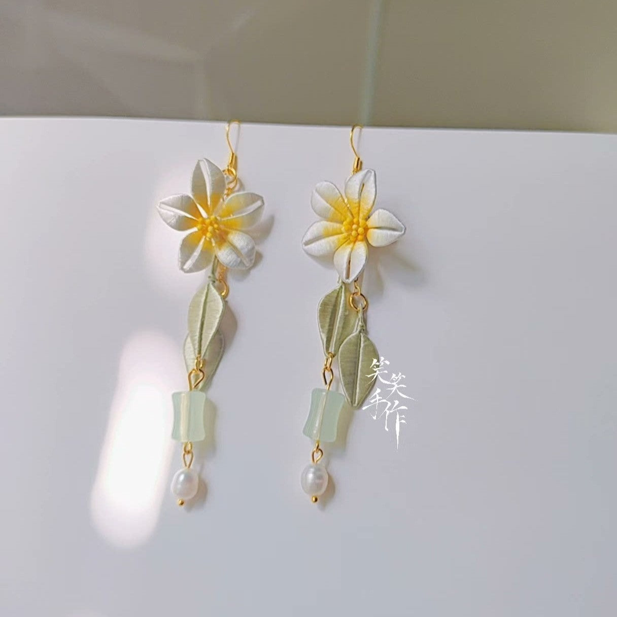 Handmade Chanhua Flower Earrings | 925 Silver Hooks & Freshwater Pearls