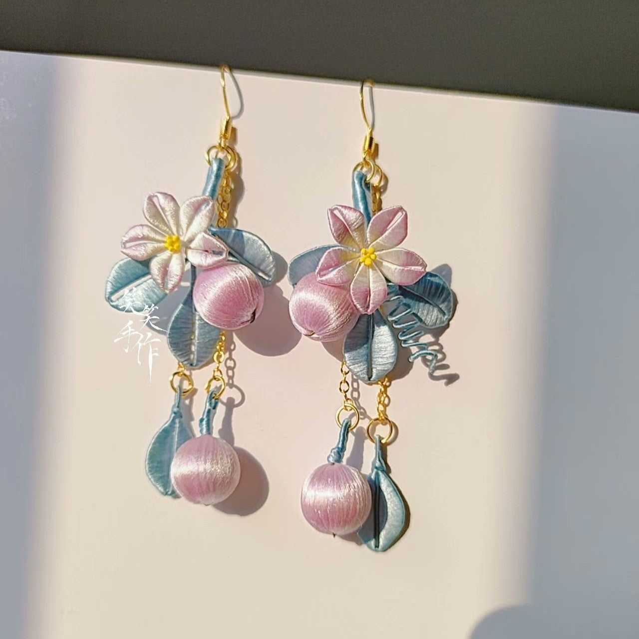 Handcrafted Chanhua Floral  Drop Earrings - 925 Silver Hooks