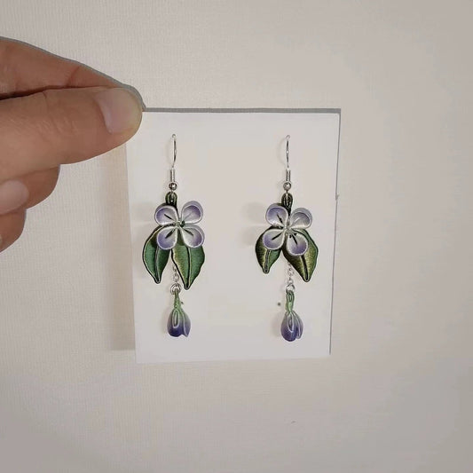 Handcrafted Chanhua Flower Earrings | 925 Silver Hooks | Global Free Shipping over $19