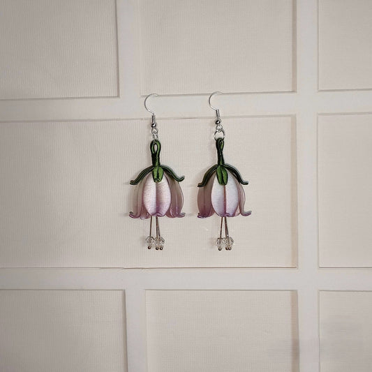 Handmade Chanhua Flower Dangle Earrings | 925 Silver Ear Hooks