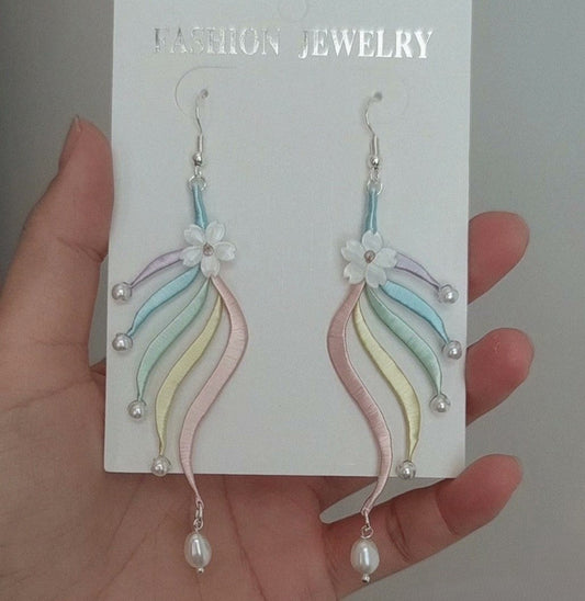 Handmade Chanhua Silk Tassel Earrings - 925 Silver Hooks