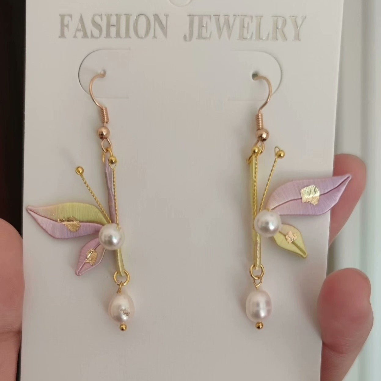 Handcrafted Chanhua Silk Butterfly Earrings - Sterling Silver Hooks