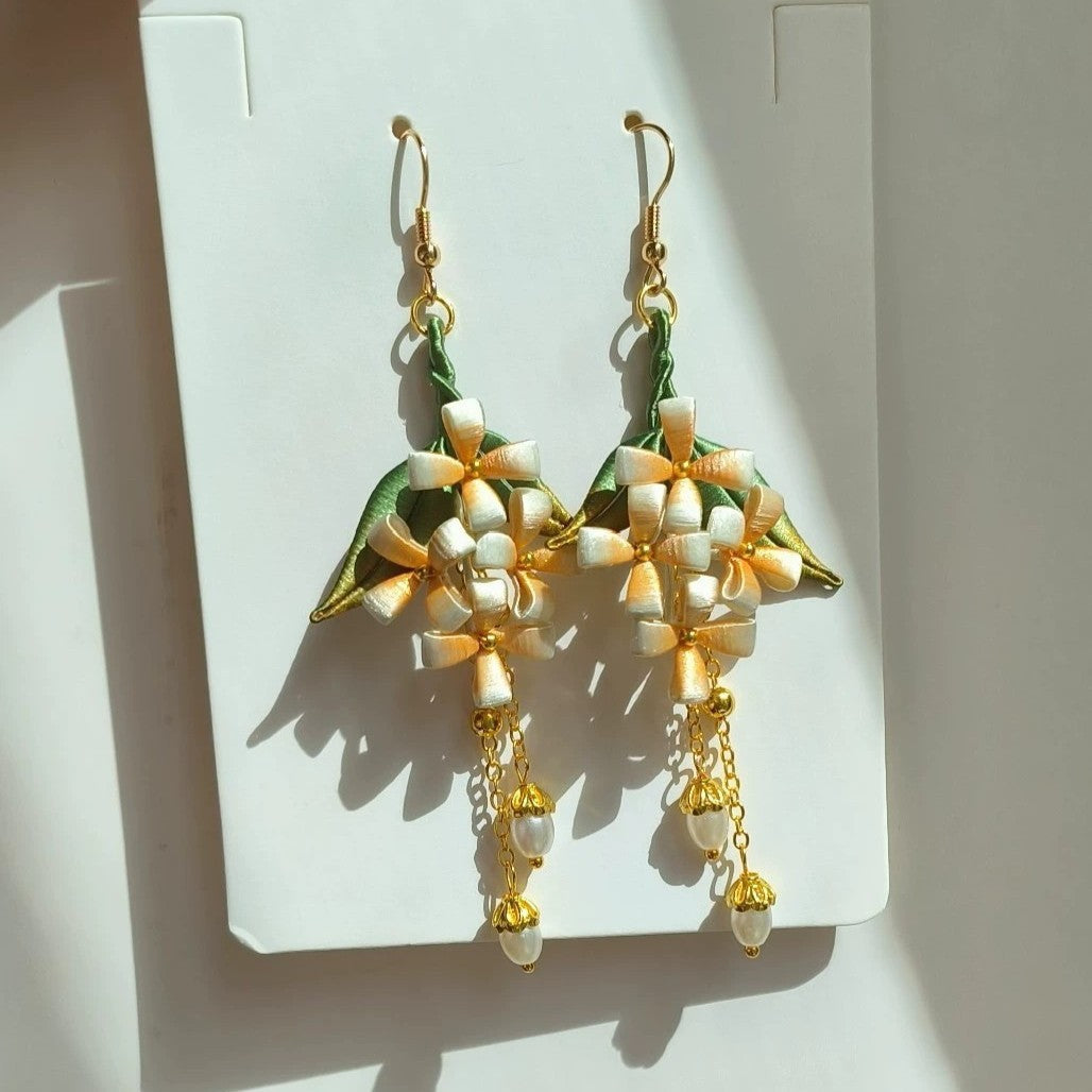 Handcrafted Chanhua Little Flower Earrings - 925 Silver Hooks